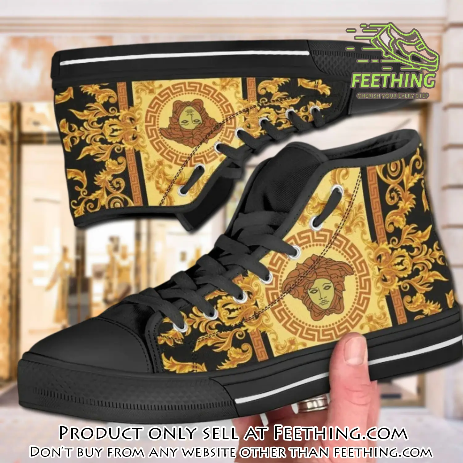 Versace medusa high top canvas shoes luxury brand gifts for men women ft3842058